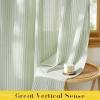 image:imageNICETOWN Pink Linen Curtains for Girls Room Tie Top Stripe Pattern Light Filtering Semi Sheer Window Treatments DIY Crafted Privacy for Bedroom W52 x L84 2 PanelsStriped Sage Green