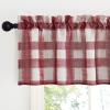 image:imageNICETOWN Sheer Linen Kitchen Curtains 24 Inch Length Sage Green Striped Print Curtains for Living Room Bedroom Farmhouse Bathroom Decor with Rod Pocket for Window 3024 2 PanelsRed  White