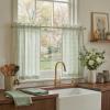 image:imageNICETOWN Sheer Linen Kitchen Curtains 24 Inch Length Sage Green Striped Print Curtains for Living Room Bedroom Farmhouse Bathroom Decor with Rod Pocket for Window 3024 2 PanelsSage Green