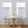 image:imageNICETOWN Sheer Linen Kitchen Curtains 24 Inch Length Sage Green Striped Print Curtains for Living Room Bedroom Farmhouse Bathroom Decor with Rod Pocket for Window 3024 2 PanelsBlue