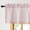 image:imageNICETOWN Sheer Linen Kitchen Curtains 24 Inch Length Sage Green Striped Print Curtains for Living Room Bedroom Farmhouse Bathroom Decor with Rod Pocket for Window 3024 2 PanelsLight Pink