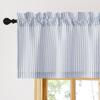 image:imageNICETOWN Sheer Linen Kitchen Curtains 24 Inch Length Sage Green Striped Print Curtains for Living Room Bedroom Farmhouse Bathroom Decor with Rod Pocket for Window 3024 2 PanelsBlue
