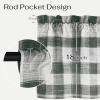 image:imageNICETOWN Sheer Linen Kitchen Curtains 24 Inch Length Sage Green Striped Print Curtains for Living Room Bedroom Farmhouse Bathroom Decor with Rod Pocket for Window 3024 2 PanelsBlack  White