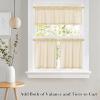 image:imageNICETOWN Sheer Linen Kitchen Curtains 24 Inch Length Sage Green Striped Print Curtains for Living Room Bedroom Farmhouse Bathroom Decor with Rod Pocket for Window 3024 2 PanelsYellow