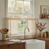 image:imageNICETOWN Sheer Linen Kitchen Curtains 24 Inch Length Sage Green Striped Print Curtains for Living Room Bedroom Farmhouse Bathroom Decor with Rod Pocket for Window 3024 2 PanelsYellow