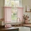 image:imageNICETOWN Sheer Linen Kitchen Curtains 24 Inch Length Sage Green Striped Print Curtains for Living Room Bedroom Farmhouse Bathroom Decor with Rod Pocket for Window 3024 2 PanelsLight Pink