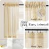image:imageNICETOWN Sheer Linen Kitchen Curtains 24 Inch Length Sage Green Striped Print Curtains for Living Room Bedroom Farmhouse Bathroom Decor with Rod Pocket for Window 3024 2 PanelsYellow