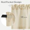 image:imageNICETOWN Sheer Linen Kitchen Curtains 24 Inch Length Sage Green Striped Print Curtains for Living Room Bedroom Farmhouse Bathroom Decor with Rod Pocket for Window 3024 2 PanelsYellow