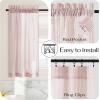 image:imageNICETOWN Sheer Linen Kitchen Curtains 24 Inch Length Sage Green Striped Print Curtains for Living Room Bedroom Farmhouse Bathroom Decor with Rod Pocket for Window 3024 2 PanelsLight Pink