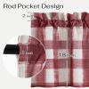 image:imageNICETOWN Sheer Linen Kitchen Curtains 24 Inch Length Sage Green Striped Print Curtains for Living Room Bedroom Farmhouse Bathroom Decor with Rod Pocket for Window 3024 2 PanelsRed  White
