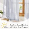 image:imageNICETOWN Sheer Linen Kitchen Curtains 24 Inch Length Sage Green Striped Print Curtains for Living Room Bedroom Farmhouse Bathroom Decor with Rod Pocket for Window 3024 2 PanelsBlue
