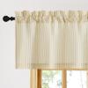 image:imageNICETOWN Sheer Linen Kitchen Curtains 24 Inch Length Sage Green Striped Print Curtains for Living Room Bedroom Farmhouse Bathroom Decor with Rod Pocket for Window 3024 2 PanelsYellow