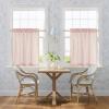 image:imageNICETOWN Sheer Linen Kitchen Curtains 24 Inch Length Sage Green Striped Print Curtains for Living Room Bedroom Farmhouse Bathroom Decor with Rod Pocket for Window 3024 2 PanelsLight Pink