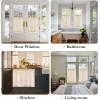 image:imageNICETOWN Sheer Linen Kitchen Curtains 24 Inch Length Sage Green Striped Print Curtains for Living Room Bedroom Farmhouse Bathroom Decor with Rod Pocket for Window 3024 2 PanelsYellow