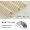 image:imageNICETOWN Sheer Linen Kitchen Curtains 24 Inch Length Sage Green Striped Print Curtains for Living Room Bedroom Farmhouse Bathroom Decor with Rod Pocket for Window 3024 2 PanelsYellow