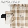 image:imageNICETOWN Sheer Linen Kitchen Curtains 24 Inch Length Sage Green Striped Print Curtains for Living Room Bedroom Farmhouse Bathroom Decor with Rod Pocket for Window 3024 2 PanelsCoffe  White
