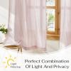 image:imageNICETOWN Sheer Linen Kitchen Curtains 24 Inch Length Sage Green Striped Print Curtains for Living Room Bedroom Farmhouse Bathroom Decor with Rod Pocket for Window 3024 2 PanelsLight Pink