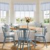 image:imageNICETOWN Sheer Linen Kitchen Curtains 24 Inch Length Sage Green Striped Print Curtains for Living Room Bedroom Farmhouse Bathroom Decor with Rod Pocket for Window 3024 2 PanelsBlue