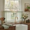 image:imageNICETOWN Sheer Linen Kitchen Curtains 24 Inch Length Sage Green Striped Print Curtains for Living Room Bedroom Farmhouse Bathroom Decor with Rod Pocket for Window 3024 2 PanelsSage Green