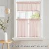 image:imageNICETOWN Sheer Linen Kitchen Curtains 24 Inch Length Sage Green Striped Print Curtains for Living Room Bedroom Farmhouse Bathroom Decor with Rod Pocket for Window 3024 2 PanelsLight Pink
