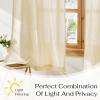 image:imageNICETOWN Sheer Linen Kitchen Curtains 24 Inch Length Sage Green Striped Print Curtains for Living Room Bedroom Farmhouse Bathroom Decor with Rod Pocket for Window 3024 2 PanelsYellow