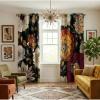 image:imageNICETOWN Boho Floral Curtains 100 Blackout for Living Room Bedroom 96 Inches Long Vintage Flower Drapes Thermal Insulated Soundproof Mid Century Botanica Grommet Window Treatment 52 W 2 PanelsBlack Boho Floral