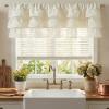 image:imageNICETOWN Farmhouse Valance Curtains 20 Inches Long for Kitchen amp Bathroom ThreeTiered Ruffle Valance Curtains Satin Texture Light Filtering Window Coverings 52 WBeige Linen