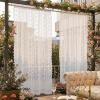 image:imageNICETOWN Outdoor Sheer Curtains for Patio Waterproof White Lace Drapes for Porch Pergola Gazebo Chic Decor with Lily of the Valley Striped Wave Edge Rod Pocket Top 2 Panels W54 x L84 inIvory White