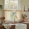 image:imageNICETOWN Sheer Linen Kitchen Curtains 24 Inch Length Sage Green Striped Print Curtains for Living Room Bedroom Farmhouse Bathroom Decor with Rod Pocket for Window 3024 2 PanelsYellow