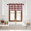 image:imageNICETOWN Sheer Linen Kitchen Curtains 24 Inch Length Sage Green Striped Print Curtains for Living Room Bedroom Farmhouse Bathroom Decor with Rod Pocket for Window 3024 2 PanelsRed  White
