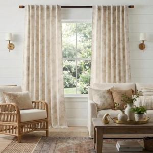 image:imageNICETOWN Blue Floral Curtains for Bedroom amp Living Room Linen Blend Drapes with Vintage Peony Privacy amp Light Filtering Inspired by British Museums Blue amp White Porcelain W52 x L84 in 2 PanelsYellow Oak
