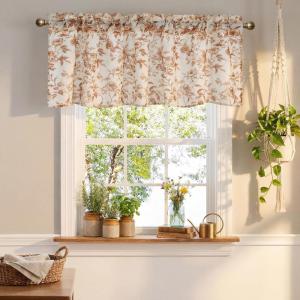 image:imageNICETOWN Blue Floral Curtains for Bedroom amp Living Room Linen Blend Drapes with Vintage Peony Privacy amp Light Filtering Inspired by British Museums Blue amp White Porcelain W52 x L84 in 2 PanelsYellow Brown