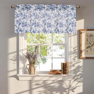 image:imageNICETOWN Blue Floral Curtains for Bedroom amp Living Room Linen Blend Drapes with Vintage Peony Privacy amp Light Filtering Inspired by British Museums Blue amp White Porcelain W52 x L84 in 2 PanelsIndigo