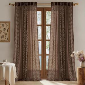 image:imageNICETOWN Blue Floral Curtains for Bedroom amp Living Room Linen Blend Drapes with Vintage Peony Privacy amp Light Filtering Inspired by British Museums Blue amp White Porcelain W52 x L84 in 2 PanelsTerracotta