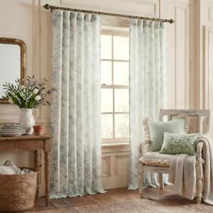 image:imageNICETOWN Blue Floral Curtains for Bedroom amp Living Room Linen Blend Drapes with Vintage Peony Privacy amp Light Filtering Inspired by British Museums Blue amp White Porcelain W52 x L84 in 2 PanelsGreen