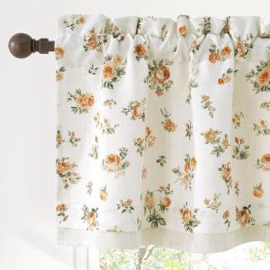 image:imageNICETOWN Blue Floral Curtains for Bedroom amp Living Room Linen Blend Drapes with Vintage Peony Privacy amp Light Filtering Inspired by British Museums Blue amp White Porcelain W52 x L84 in 2 PanelsYellow