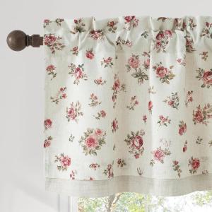 image:imageNICETOWN Blue Floral Curtains for Bedroom amp Living Room Linen Blend Drapes with Vintage Peony Privacy amp Light Filtering Inspired by British Museums Blue amp White Porcelain W52 x L84 in 2 PanelsPink
