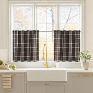 image:imageNICETOWN Buffalo Check Plaid 100 Blackout Curtains 84 Inches Long for Bedroom Living Room Thermal Insulated Room Darkening Rod Pocket Back Tab Drapes Olive Green 52 W x 84 L 2 PanelsPlaid  Brown  White