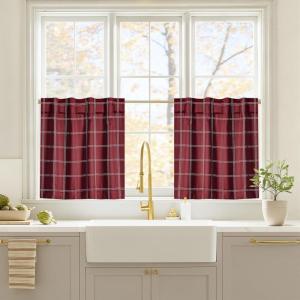 image:imageNICETOWN Buffalo Check Plaid 100 Blackout Curtains 84 Inches Long for Bedroom Living Room Thermal Insulated Room Darkening Rod Pocket Back Tab Drapes Olive Green 52 W x 84 L 2 PanelsGrid Pattern  Red Christmas  White