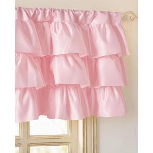 image:imageNICETOWN Farmhouse Valance Curtains 20 Inches Long for Kitchen amp Bathroom ThreeTiered Ruffle Valance Curtains Satin Texture Light Filtering Window Coverings 52 WPink