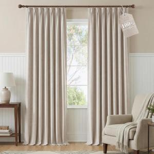 image:imageNICETOWN PRO 100 Blackout Pinch Pleated Curtains 96 inches Long 2 Panels Set Linen Blend Thermal Drapes Window Treatments for Living RoomBedroom W40 x L96Taupe