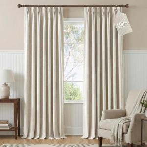 image:imageNICETOWN PRO 100 Blackout Pinch Pleated Curtains 96 inches Long 2 Panels Set Linen Blend Thermal Drapes Window Treatments for Living RoomBedroom W40 x L96Beige