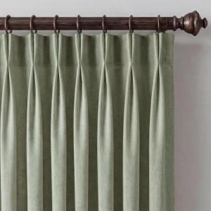 image:imageNICETOWN Pinch Pleated Linen Blend Curtains 84 inches Long 2 Panels Set Semi Sheer Privacy with Light Filtering Window Treatments Home Decor for BedroomLiving Room Ivory W40 x L84Sage Green