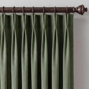image:imageNICETOWN Pinch Pleated Linen Blend Curtains 84 inches Long 2 Panels Set Semi Sheer Privacy with Light Filtering Window Treatments Home Decor for BedroomLiving Room Ivory W40 x L84Forest Green
