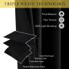 image:imageNICETOWN 100 Blackout Linen Curtain for Patio Sliding Door W100 x L84 in Room Divider Curtain for Bedromm 2Sided Faux Linen Physical Shading Thermal Insulated Privacy Drape Natural 1 PanelBlack