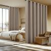 image:imageNICETOWN 100 Blackout Linen Curtain for Patio Sliding Door W100 x L84 in Room Divider Curtain for Bedromm 2Sided Faux Linen Physical Shading Thermal Insulated Privacy Drape Natural 1 PanelTaupe