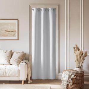 image:imageNICETOWN 100 Blackout Linen Curtain for Patio Sliding Door W100 x L84 in Room Divider Curtain for Bedromm 2Sided Faux Linen Physical Shading Thermal Insulated Privacy Drape Natural 1 PanelWhite
