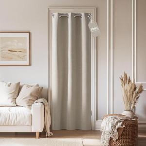 image:imageNICETOWN 100 Blackout Linen Curtain for Patio Sliding Door W100 x L84 in Room Divider Curtain for Bedromm 2Sided Faux Linen Physical Shading Thermal Insulated Privacy Drape Natural 1 PanelNatural