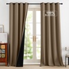 image:imageNICETOWN 100 Blackout Curtains for Bedroom Room Darkening Plylux Black Curtains 84 Inch Long Thermal Insulated Grommet Window Drapes for Living Room 52 W x 84 L 2 PanelsKhaki