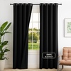 image:imageNICETOWN 100 Blackout Curtains for Bedroom Room Darkening Plylux Black Curtains 84 Inch Long Thermal Insulated Grommet Window Drapes for Living Room 52 W x 84 L 2 PanelsBlack